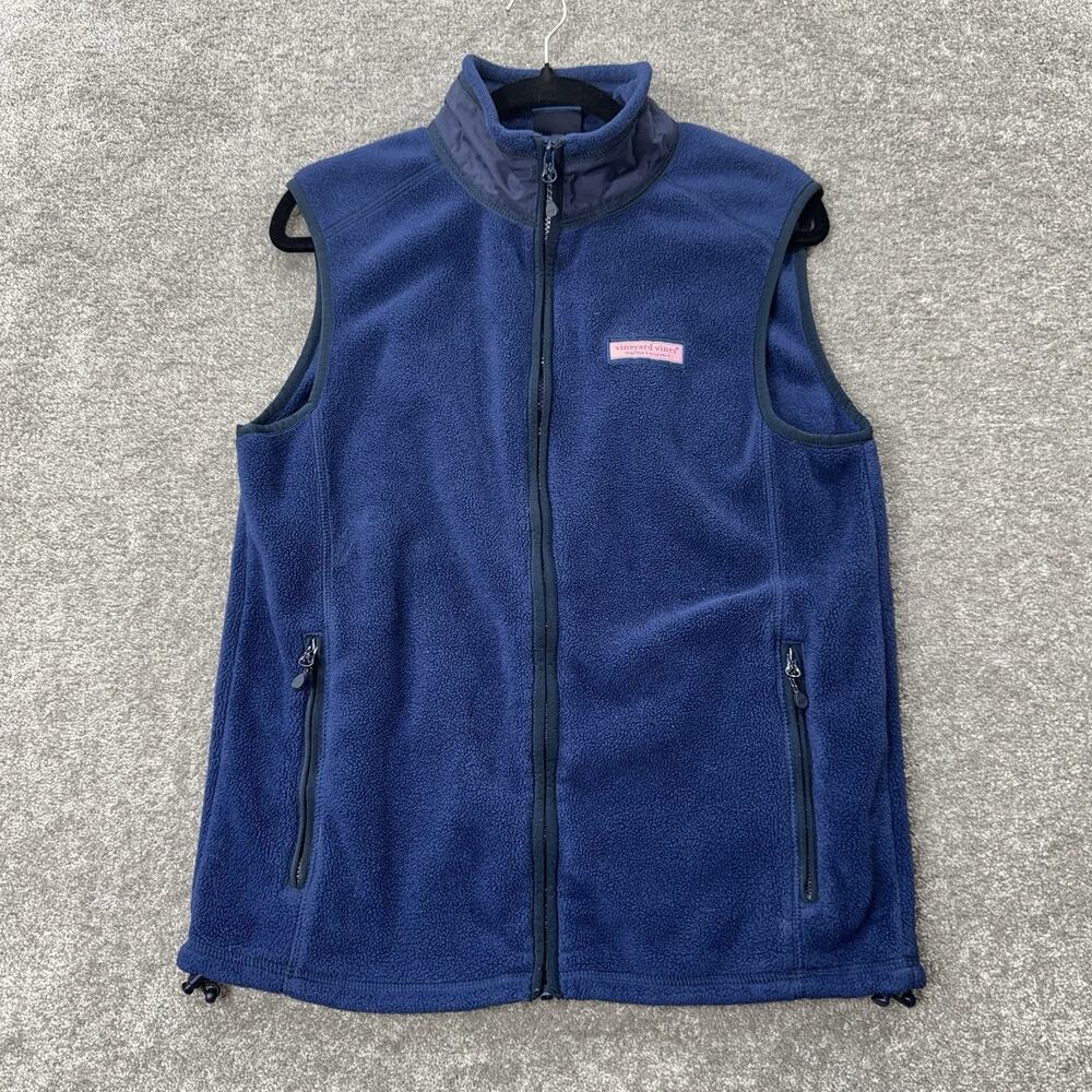 Vineyard Vines fleece vest Men’s size small navy blue full zip preppy